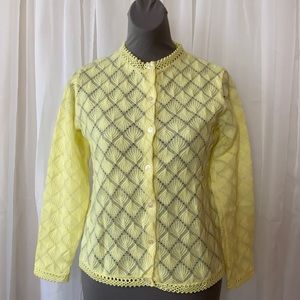 Vintage Yellow Pointelle Cardigan EUC Size Small